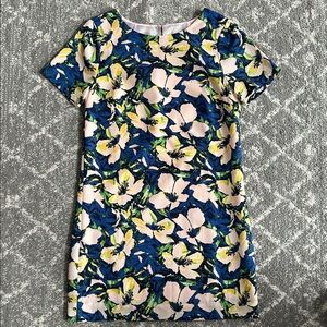 J. Crew Floral Dress with Blue and Yellow Accents